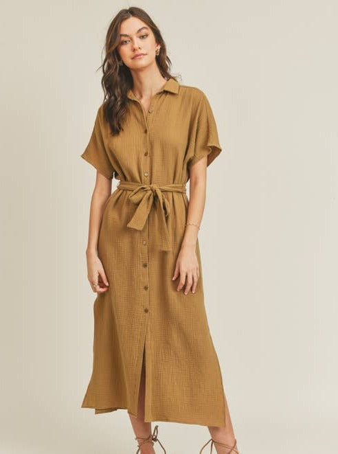 Cool Moss Linen Dress