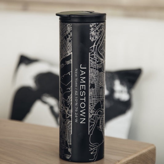 Jamestown NY Map Tumbler - Matte Black