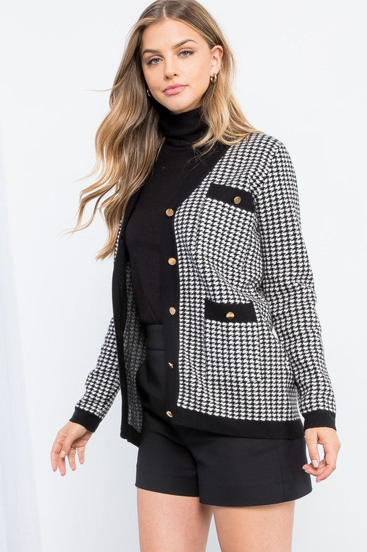 Classic Houndstooth Cardigan