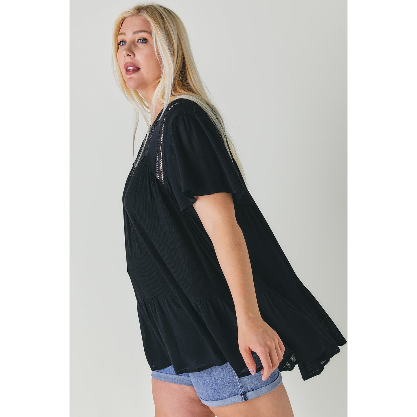 Round Neck Ruffle Top