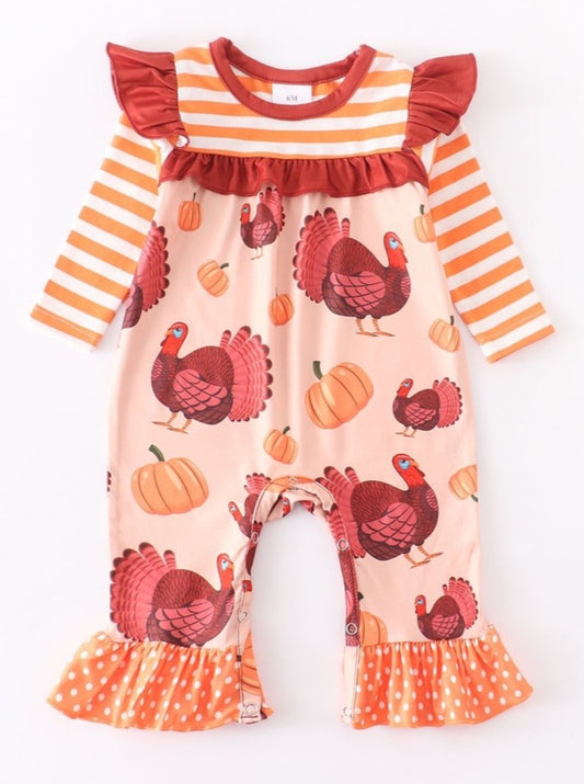 Turkey Ruffle Baby Romper