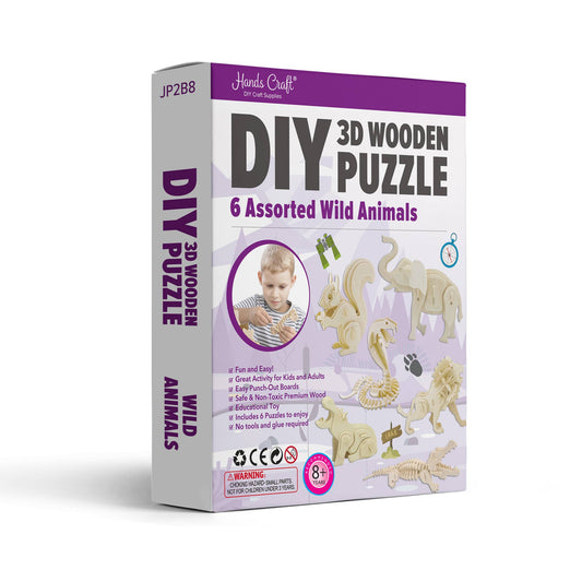 DIY 3D Wooden Puzzle, Wild Animals