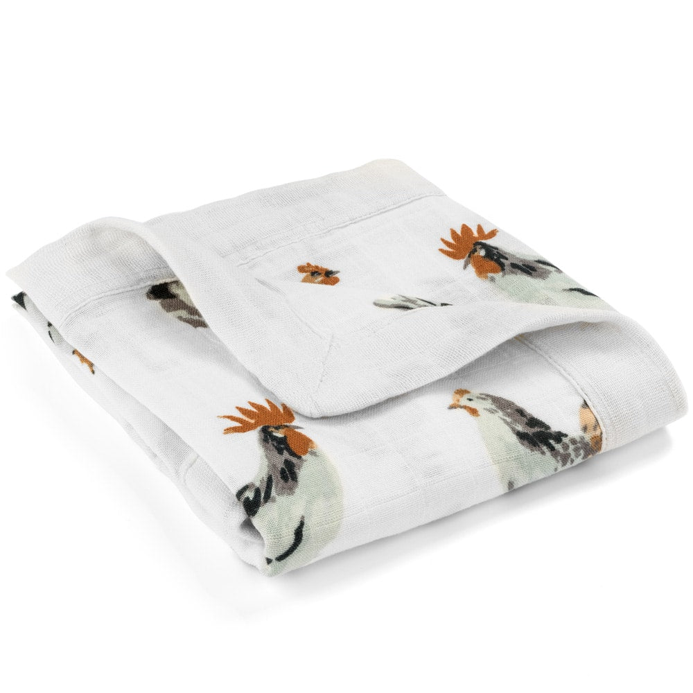 Chicken Mini Lovey Two-Layer Muslin Security Blanket