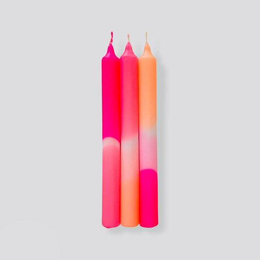Dip Dye Neon Dinner Candles - Flamingo Dreams