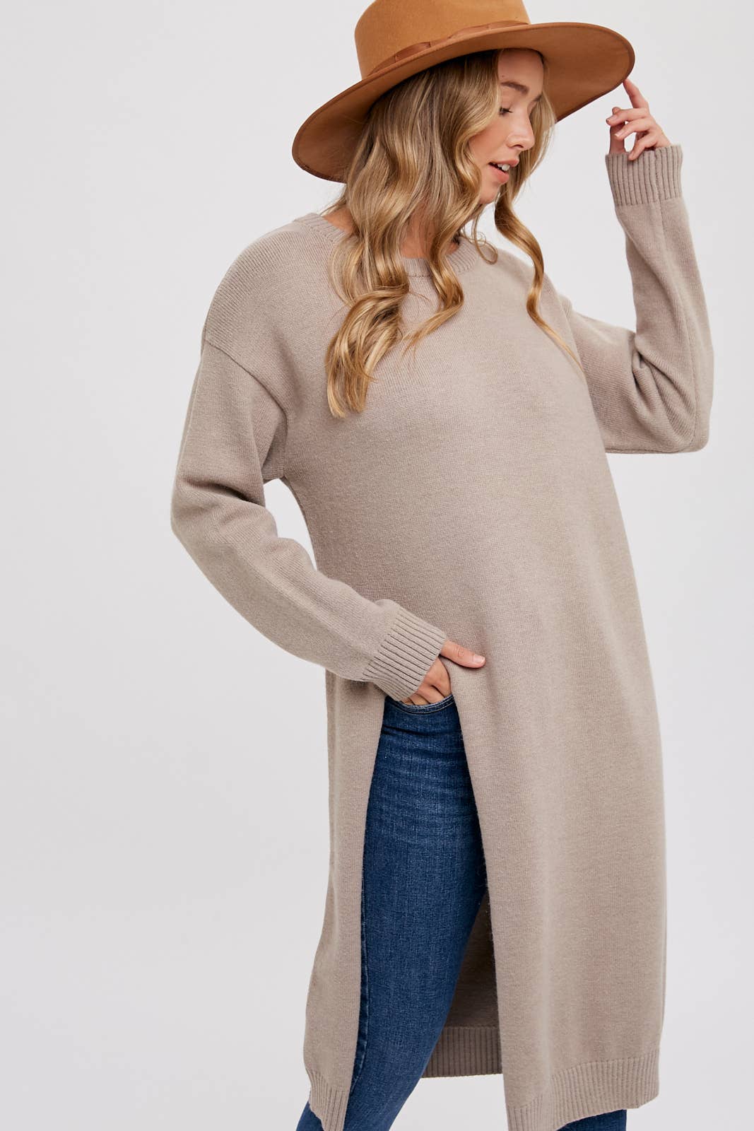High Slit Longline Sweater