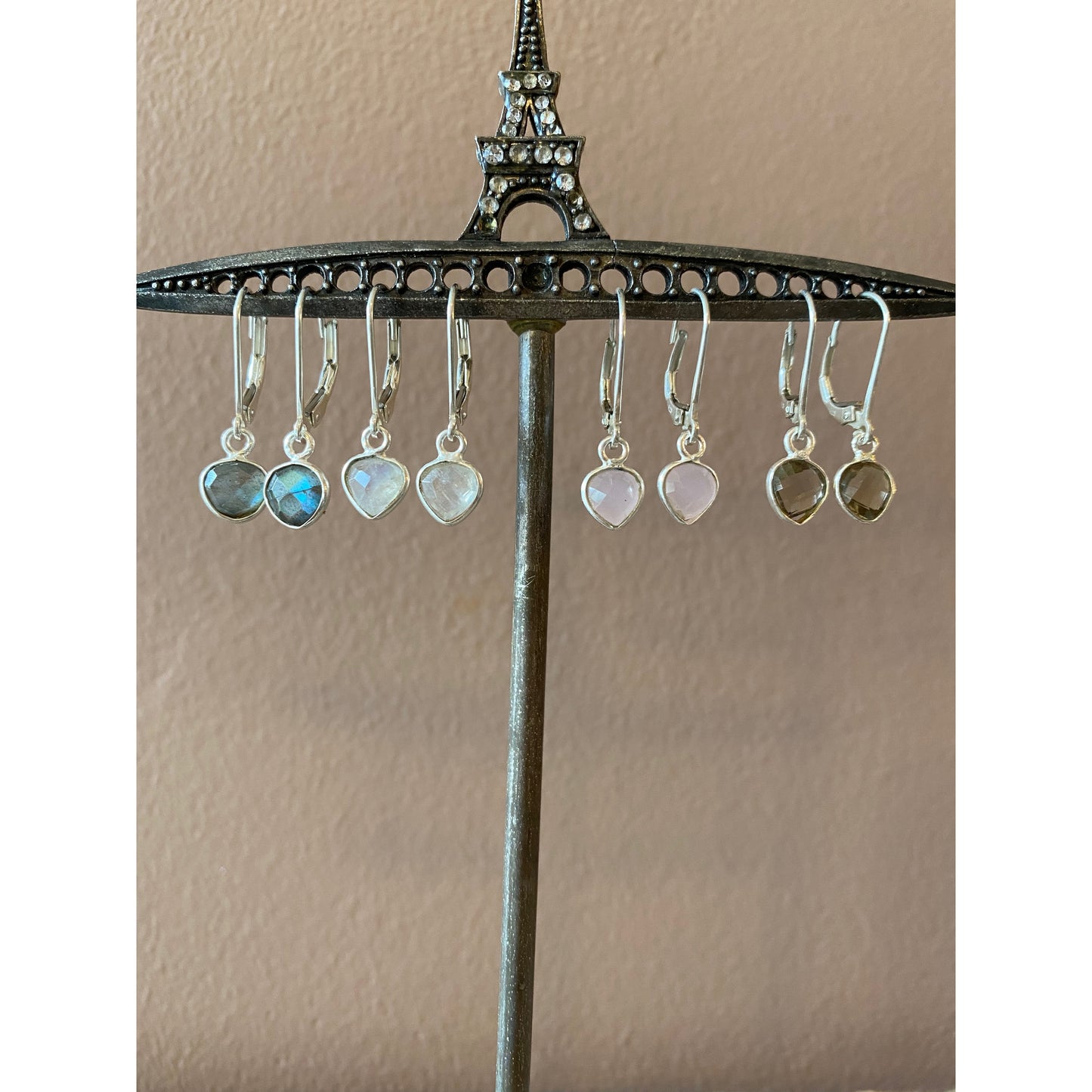 Mini Gemstone Earrings - Silver