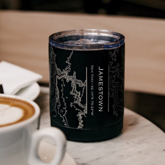 Jamestown NY Map Insulated Cup - Matte Black