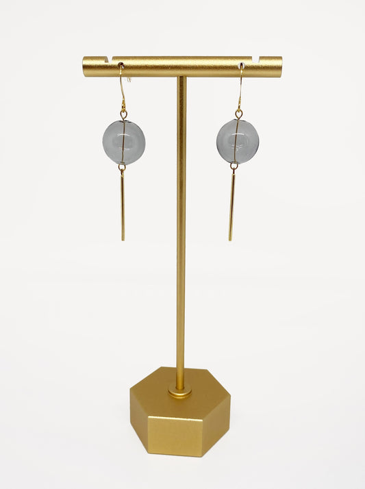 Hand Blown Bubble & Brass Bar Earrings