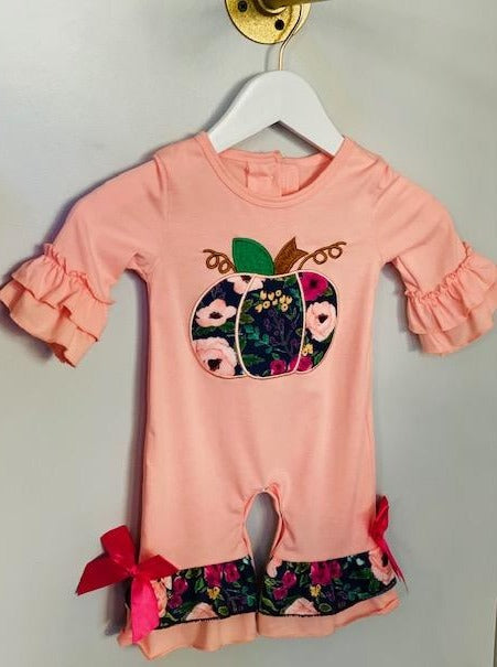 Pumpkin Applique Ruffle Baby Romper