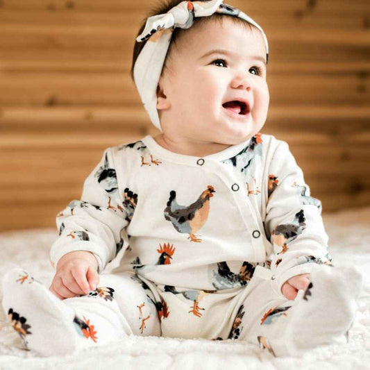 Chicken Organic Cotton Snap Footed Romper