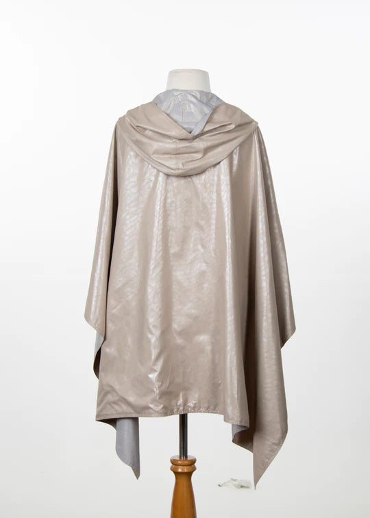 Hooded Camel Silver Metallic & Light Gray Gold Metallic RAINRAP | Women's Rain Poncho