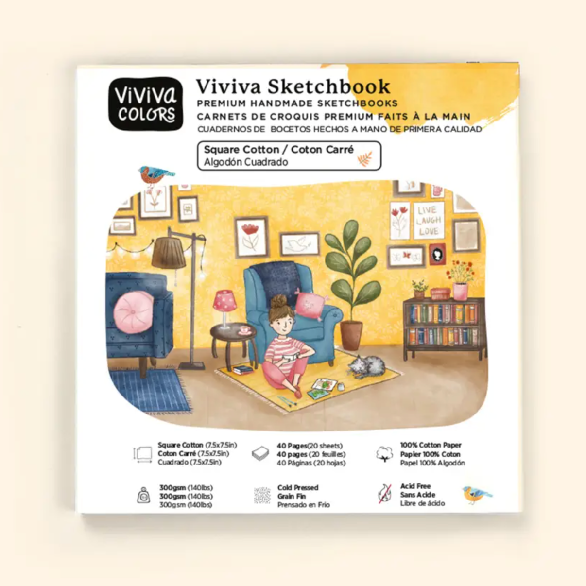 Viviva Sketchbook - Square Handmade Paper