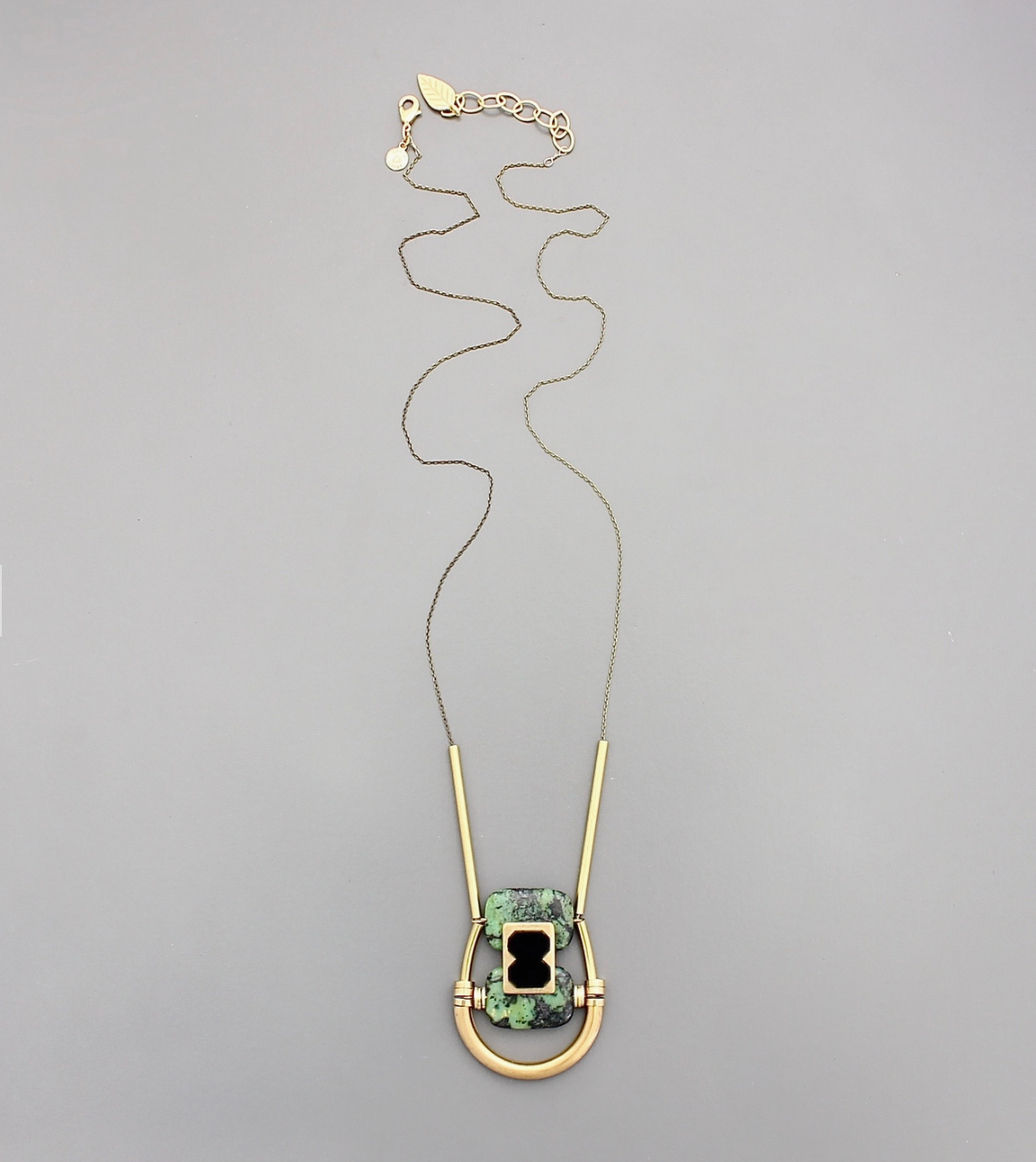 Zoisite & Vintage Glass Pendant Necklace