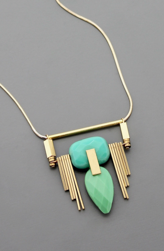 Cool Greens Art Deco Necklace