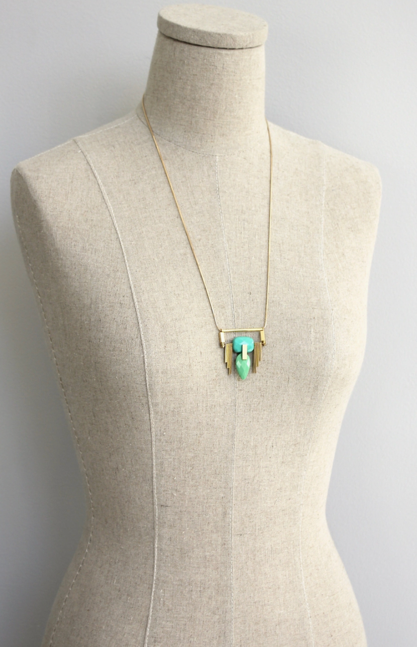 Cool Greens Art Deco Necklace