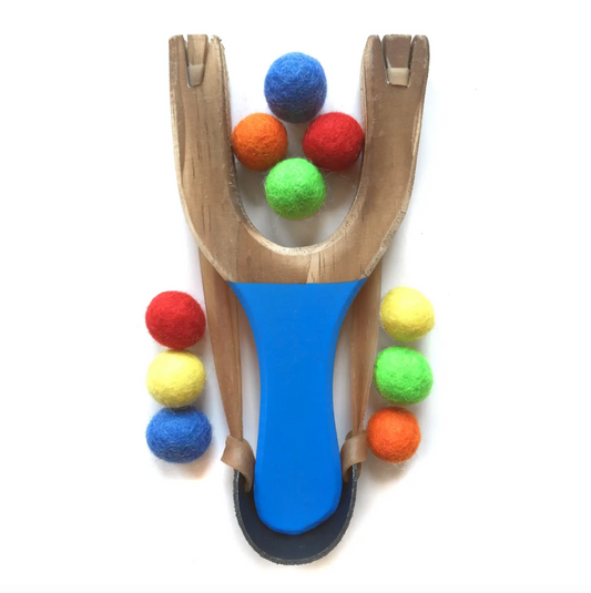 Classic Wooden Slingshot - Primary Rainbow