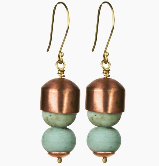 Copper Tube with Beads Earrings
