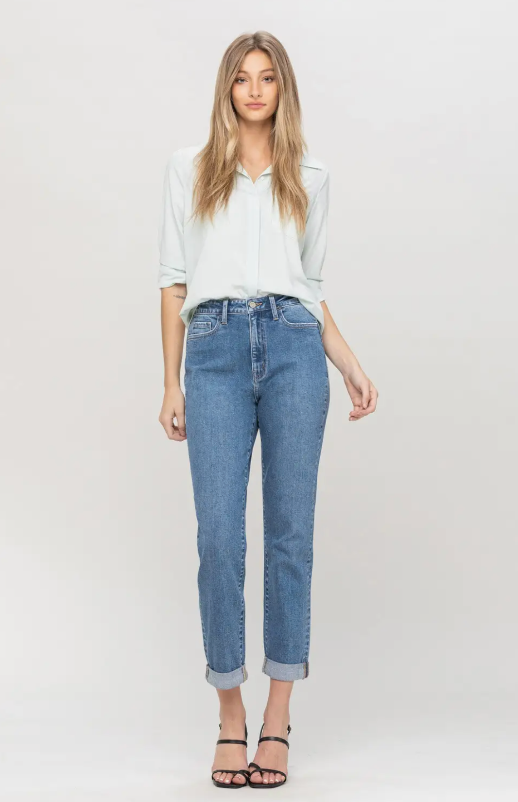 Stretch Mom Jean With Rolled Cuff