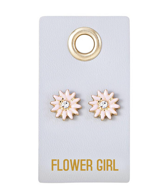 Flower Girl - Leather Tag With Earrings