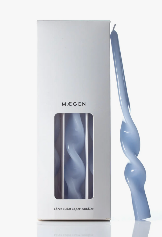 MÆGEN Spiral Taper Candles - Ice Blue