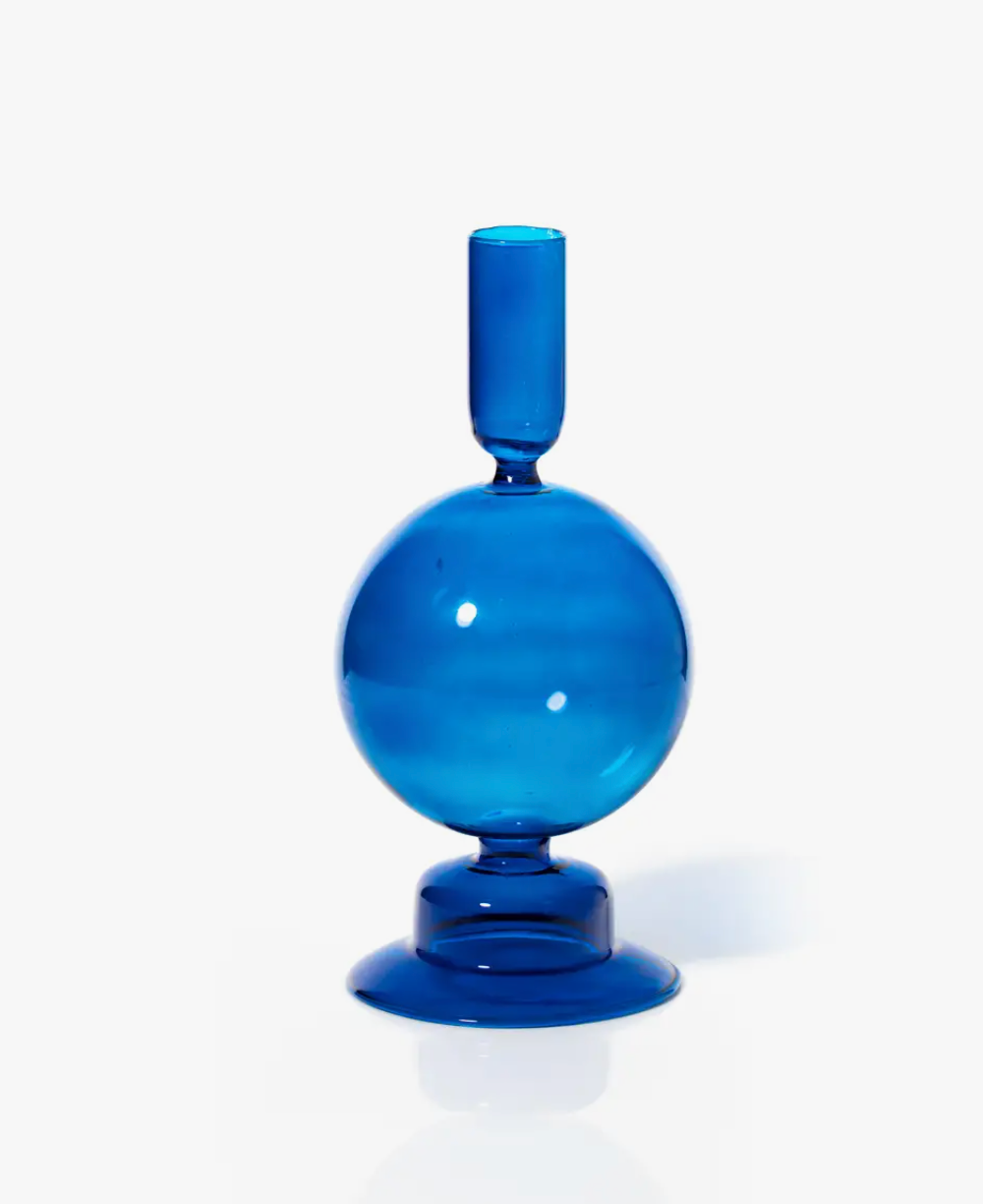 Glass Taper Holder - Egyptian Blue