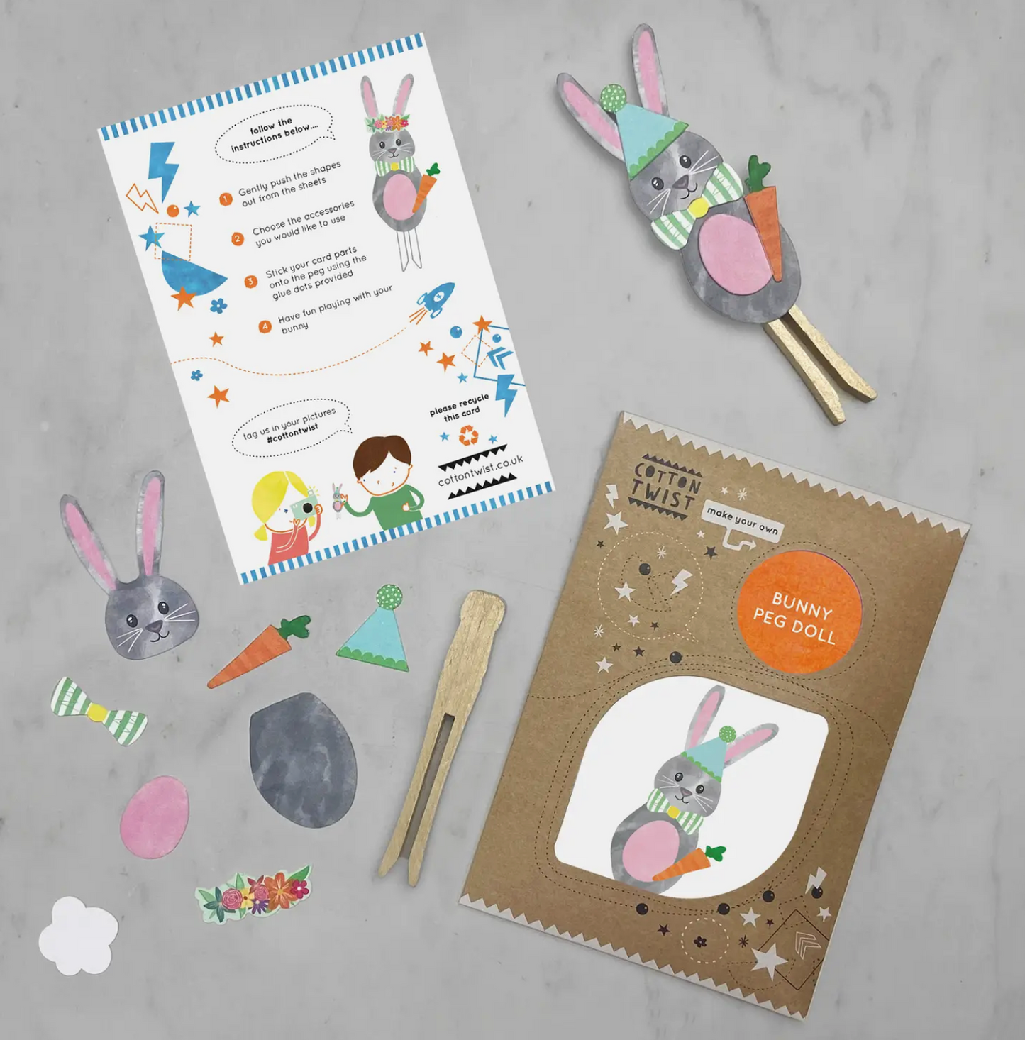 Make Your Own Bunny Peg Doll Kit