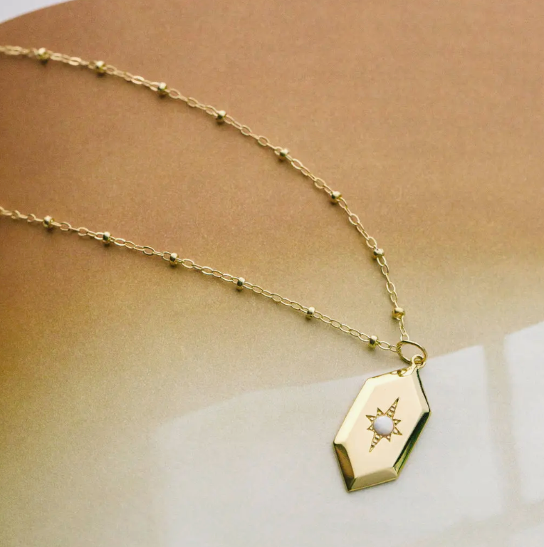 Sloane Opal Amulet Necklace in Gold