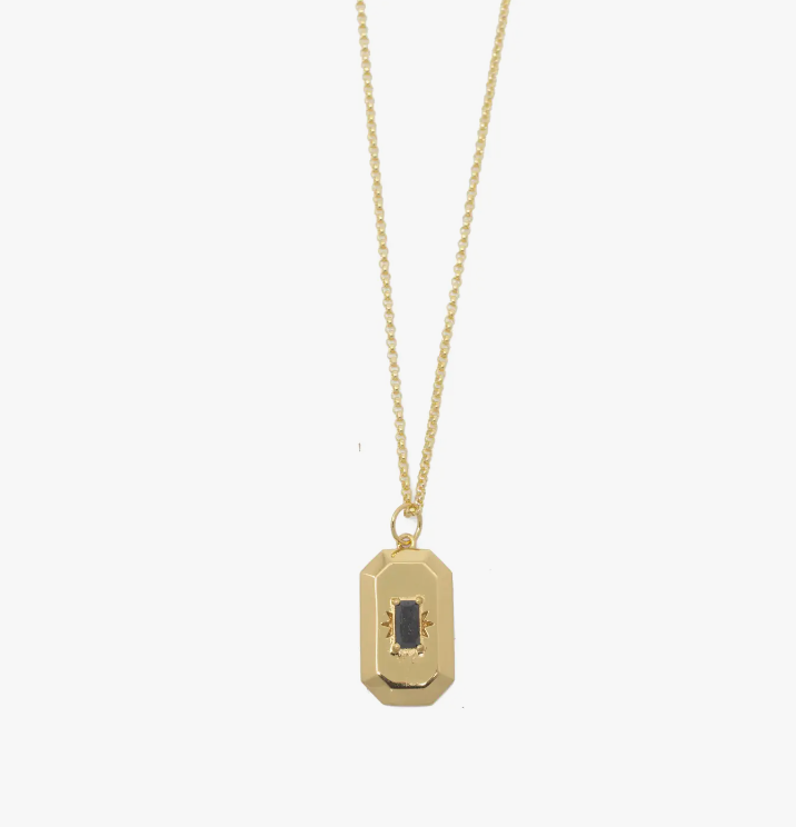 Cameron Onyx Amulet Necklace in Gold