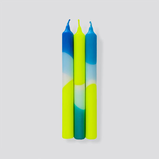 Dip Dye Neon Dinner Candles - Ocean Spirit