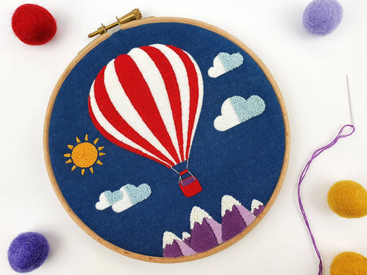 Hot Air Balloon Embroidery Kit Hoop Art