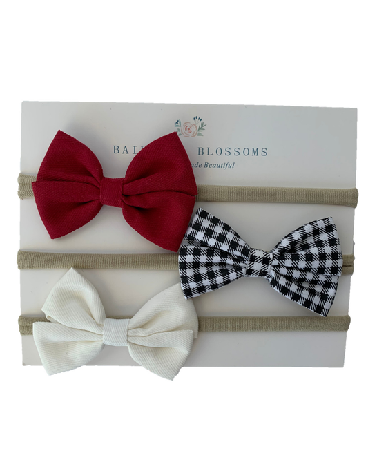 Bow Headband Solid & Check Set