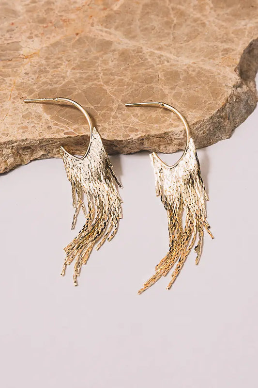 Signe Fringe Chain Hoop Earrings - Gold