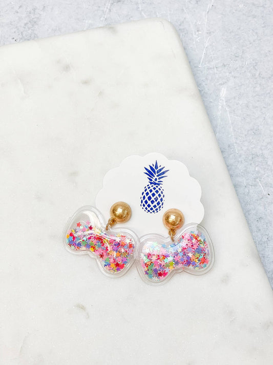 Glitter Shaker Bow Earrings