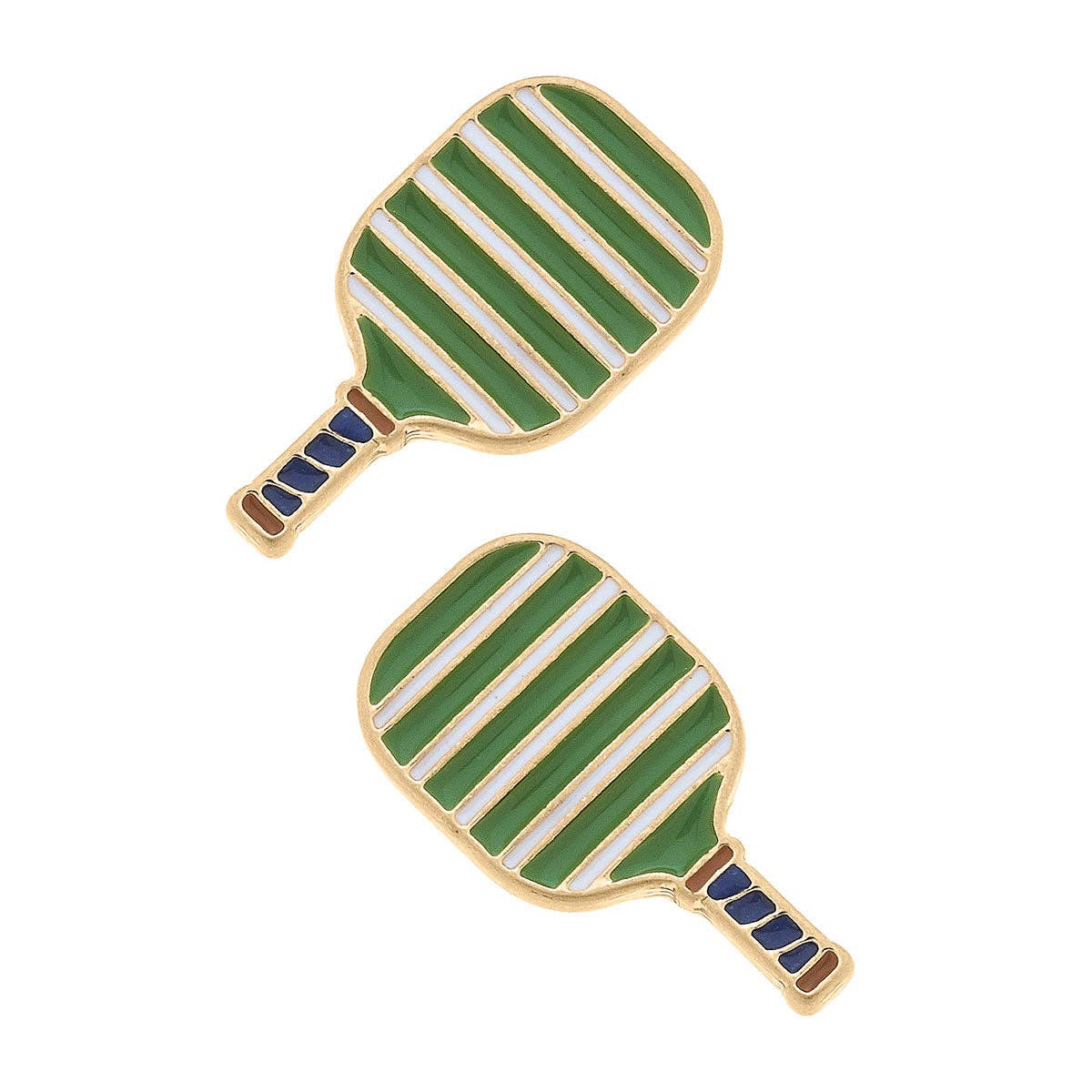 Ellie Pickleball Paddle Stud Earrings in Green