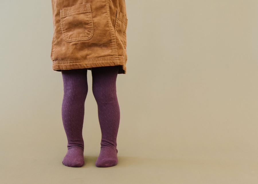 Dusty Plum Cable Knit Tights
