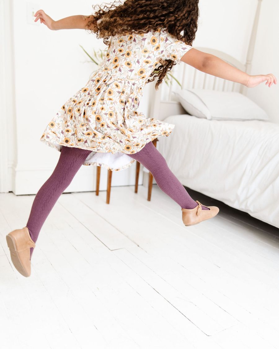 Dusty Plum Cable Knit Tights
