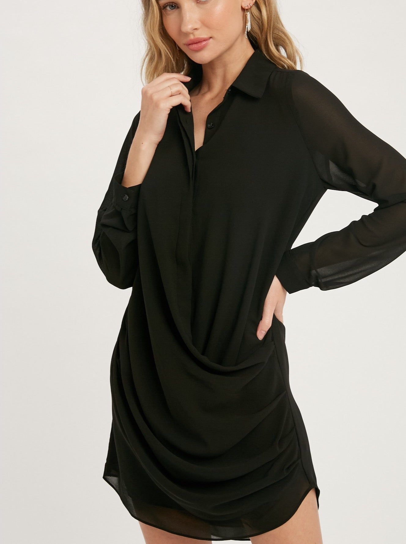 Draped Front Shirt Dress